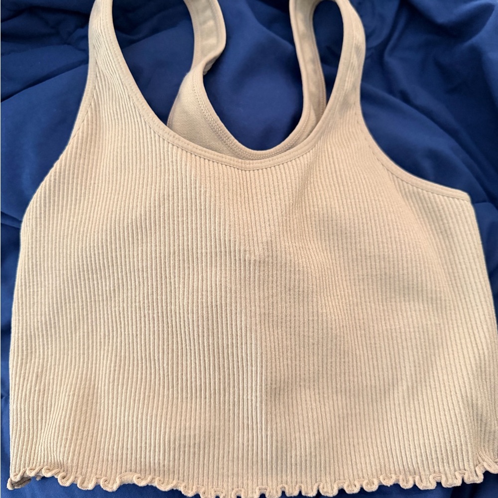 Spiritual Gangster EUC M/L Cream Ribbed Crop Bra